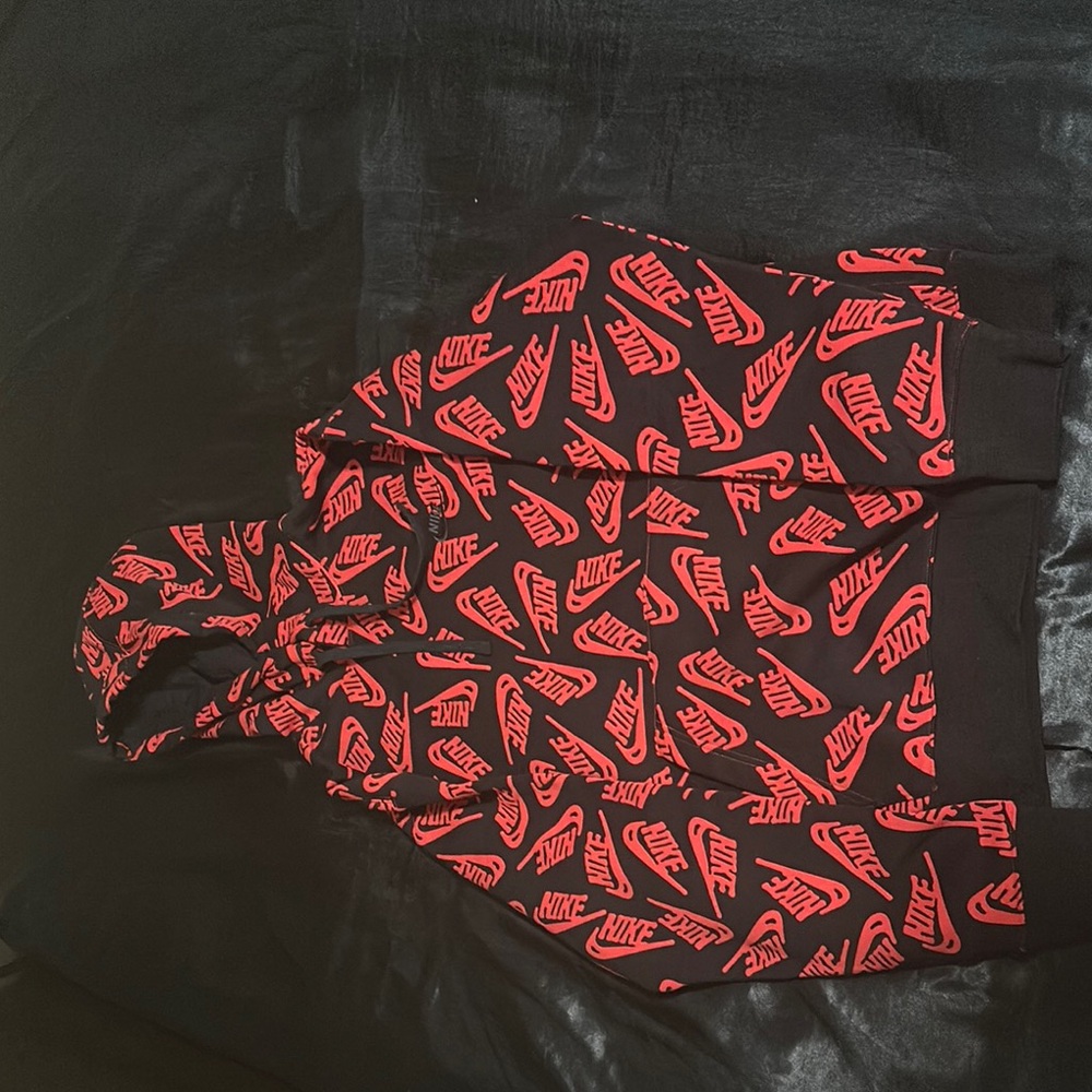 Nike Black Hoodie with Red Logos